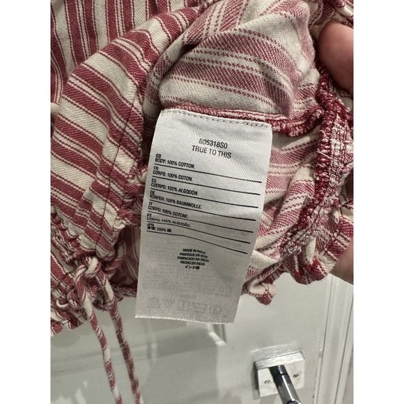 Volcom Top White/Red Blouse 100% Cotton Short Sleeve V-Neck Women's Size XL (12) - Picture 9 of 15